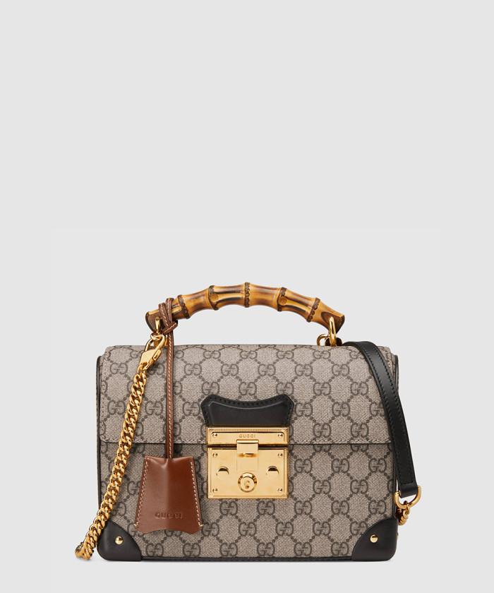 [GUCCI-구찌]<br>패드락 GG 스몰 뱀부 토트백 603221