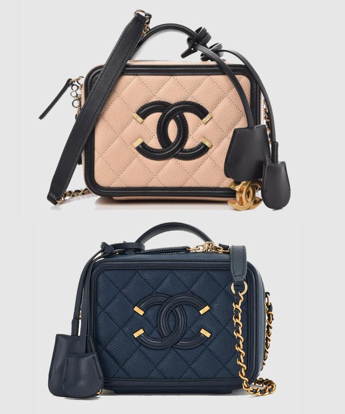 [CHANEL-샤넬]<br>베니티 코스메틱 스몰 투톤 A93342