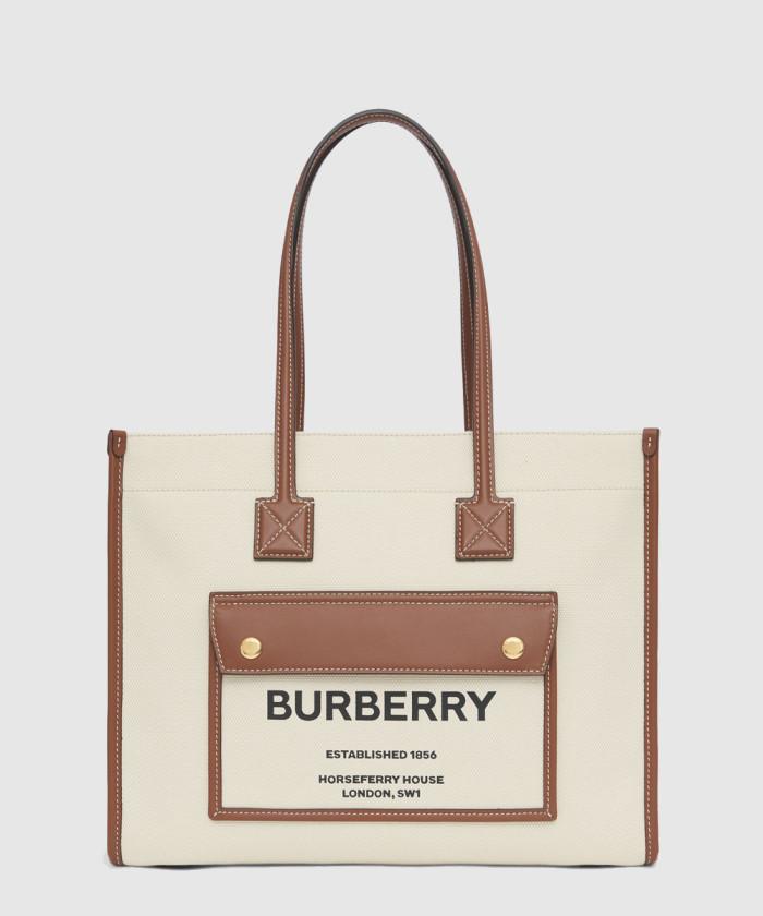 [BURBERRY-버버리]<br>캔버스 프레야 토트백 스몰 80441381