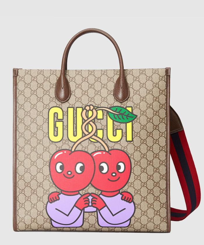 [GUCCI-구찌]<br>구찌 체리 프린트 미듐 토트백 703264