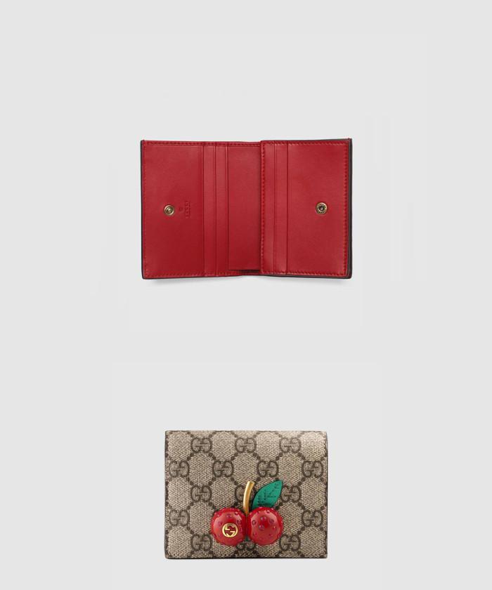 [GUCCI-구찌]<br>체리 GG 수프림 카드지갑 ‎476050