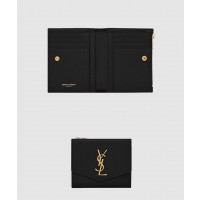 [SAINT LAURENT-생로랑]<br>그랑 드 뿌드르 엠보스드 가죽 소재의 UPTOWN 컴팩트 지갑 582296