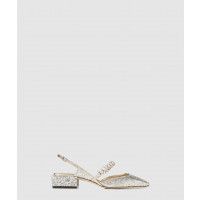 [JIMMY CHOO-지미추]<br>Jill 30 Glitter Slingback Mules