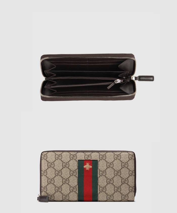 [GUCCI-구찌]<br>GG 수프림 웹 지퍼월렛 ‎408831