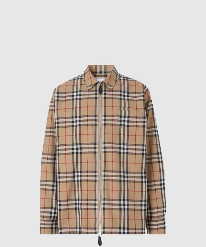 [BURBERRY-버버리]<br>몬스터 그래픽 체크 코튼 지퍼 프런트 셔츠 80524691